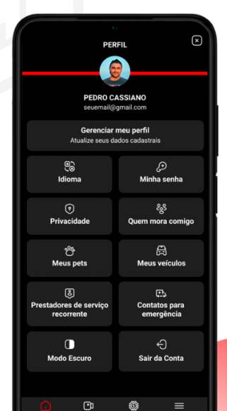 Tela de perfil do aplicativo AllViV
